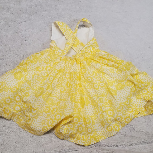 Mini Boden Sunshine Yellow White Floral Sleeveless Crossback Sun Dress Girl 2 3 - Picture 5 of 8
